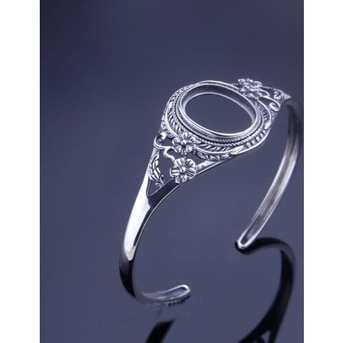 13.5*17mm 925 STERLING SILVER diy base Blanks Pad cuff wedding bracelet bangle Setting flower Jewelry findings Gift DIY A2934