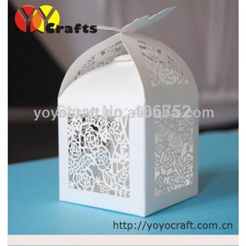 Hot sale! 50pcs white color butterfly shape small paper wedding gift box with free shipping