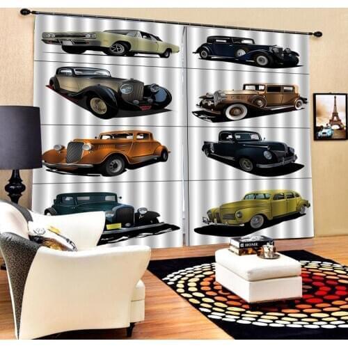 HD Photo Custom Colorful Cars Curtain Large Window For Living room Bedroom Blackout Drapes Indoor Sets 2 Panels With Hooks