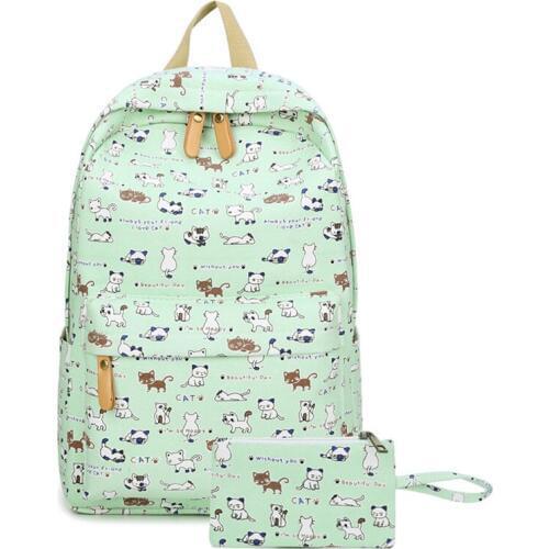Girls Canvas Backpack 2 Pcs/set Women School Backpacks Schoolbag For Teenagers Student Book Bag High Quality Girl Satchel