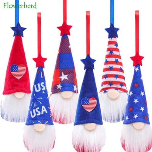 Independence Day Gnome Faceless Doll Plush Ornaments Set 4th of July Patriotic Themed Gnome Hanging Decoration Tree Fireplace