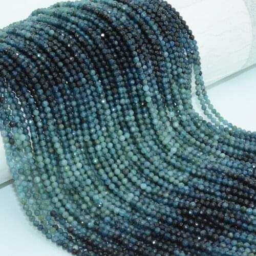 Natural Simple Quality Light-Dark Blue Tourmaline Faceted Round Beads 2.5mm, Selected Color