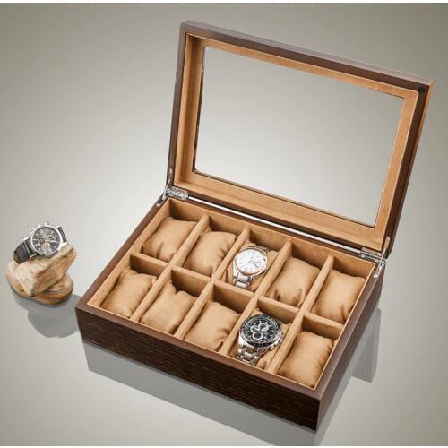 10 Slots Wooden Watch Organizer Luxury Watches Holder Case Wood Jewelry Storage Gift Case Wooden Watch Display Box With Lock
