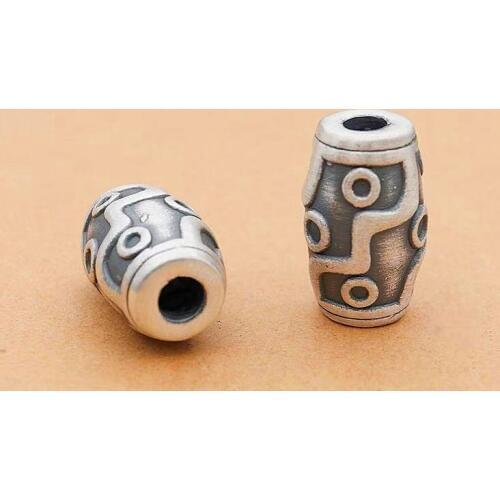 New s999 3D Hard Silver Retro 9 Eyes Dzi Beads Bucket Separator Bead DIY Beaded Material Woven Fitting 2pcs/lot Free Shipping