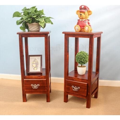 Solid Wood Flower Stand Indoor Living Room Chinese Style Floor Flower Pot Stand Balcony Multi-layered Wood Green Hanging