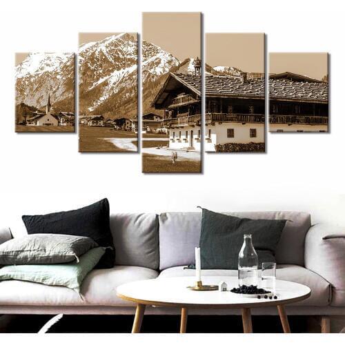 Modern HD Printed Painting Canvas Home Decor 5 Piece MOUNTAIN VILLAGE PERTISAU IN AUSTRIA Poster Wall Art Picture Home Decor
