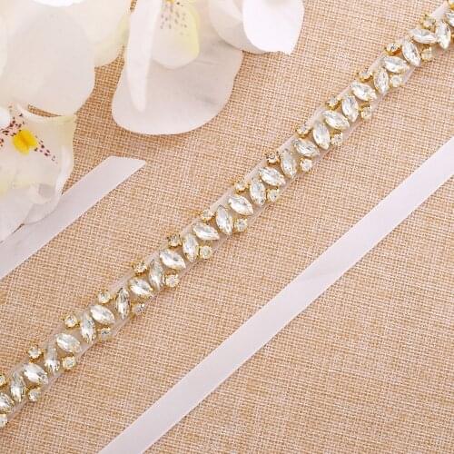 SESTHFAR Rhinestones Wedding Belt Handmade Crystal Bridal Dress Belt Accessories Marriage Bridal Sashes