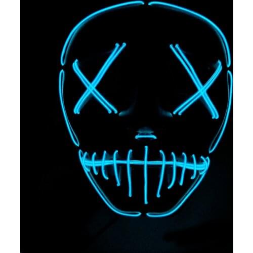 Luminous EL Wire Mask Cosplay Costume Accessories Neon Light Props Glowing Anonymous Face Mask For Halloween Party