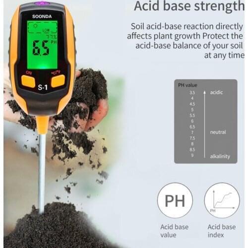 4-in-1 Soil Tester Multifunctional Soil Detector Moisture Meter pH Meter Temperature Moisture Sunlight Intensity PH Tester