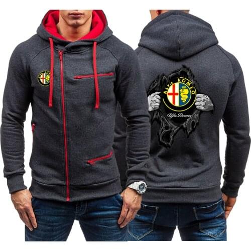 New Alfa Romeo Hoodie Men 2020 Spring Casual Solid Long Sleeve Mens Hoodies Sweatshirts Zipper Sweatshirt Men Hooded Streetwear