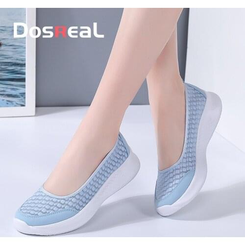 DOSREAL Fashion Women Flats Best Quality Slip on Summer Mesh Shoes Cheap Woman Light Sneakers Spring Summer Loafers Plus Size 43