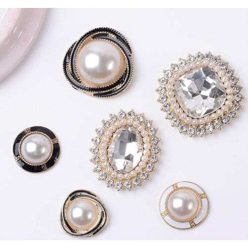 10 Pieces Jewelry Pearls Applique Apparel Rhinesone Buttons Sewing Shoes And Clothing Ornaments