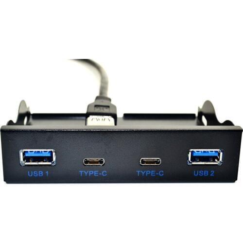 USB Hub USB C Hub 3.5 Inch Floppy Drive Front Panel 2 Port USB 3.0 + 2 Port USB 3.1 Type C 20 Pin Connector For Desktop Computer