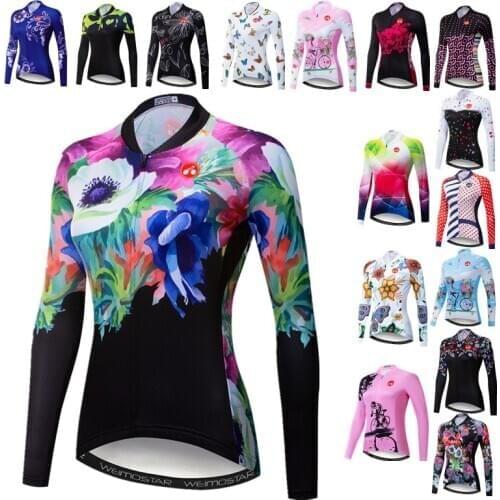 Weimostar Cycling Jersey Long Sleeve Women Mountain Bike Clothing Pro MTB Bicycle Clothes Uniform Cycling Jacket Road Cycle Wear