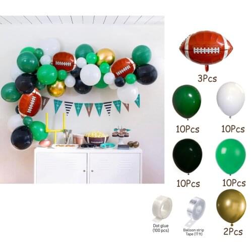 47pcs/set Sports Theme Party Rugby Ball Foil Balloons Arch Kit Kids Birthday Party Rugby Ball Theme Party Decor Globos Boys Gift