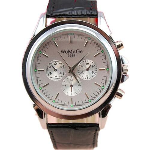 Womage New Brand Quartz Watch Simple Silver Case Women Men Dress Watches Leather Dress Wristwatches Fashion Casual Watches 1/pcs