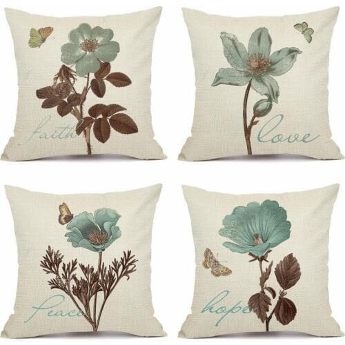 XUNYU Vintage Flowers Pillowcase Sofa Square Decorative Throw Pillow Cover Car Cushion Cover 45X45cm AC160