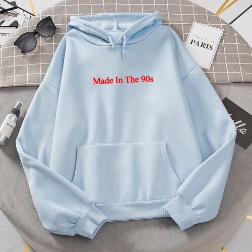 Merry Pretty Oversized Women Fleece Hoodies Made In The 90s Letter Printed Sweatshirt Women Winter Warm Streetwear Pullovers
