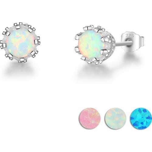 7mm Milky Opal Round Stud Earrings For Women Soild 925 Sterling Silver Earring Fashion Jewelry Gift For Party(Jewelora EA102088)