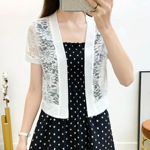 Black White Prom Evening Dress Jacket Bridesmaid Wedding Jacket Cape Short Sleeve Shrug Bolero Women Lace Wedding Bridal Jacket