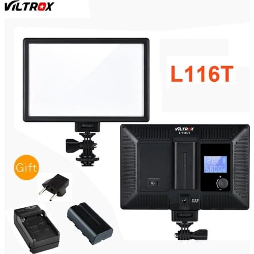 Viltrox L116T LCD Display Bi-Color & Dimmable Slim DSLR Video LED Light + Battery + Charger for Canon Nikon Camera DV Camcorder