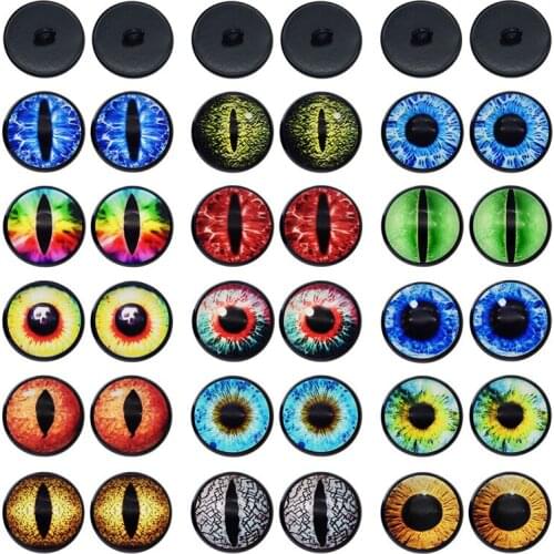 Julie Wang 10PCS 8-30mm Demon Eye Buttons Glass Cat Animal Eyes Cabochons Toy Doll Eyeball Jewelry Making Sewing Accessory
