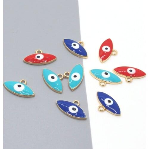 10pcs Turkey Evil Eye Bracelet Earring Charms Alloy Enamel Demon Eye Pendants For Necklace Handmade Accessory Lucky Jewelry Make