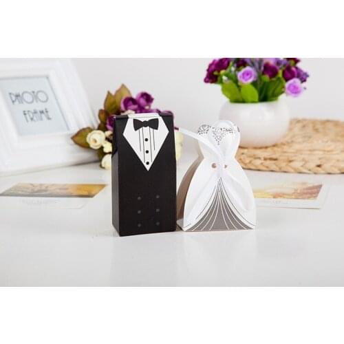 100pcs Bride Groom Candy Box Event Party Supplies Wedding Favors Bridal Gifts Cases Wedding Decoration Birthday Gift Box