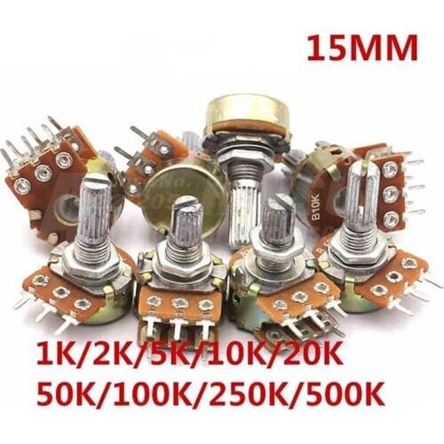 2pcs B1K B2K B5K B10K B20K B50K B100K B250K B500K B1M WH148 6Pin 15MM Potentiometer 1K 2K 5K 10K 20K 50K 100K 250K 500K 1M
