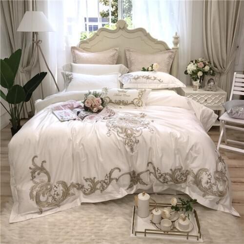 Luxury 100S Egyptian cotton Royal Bedding sets Queen King size Duvet cover Bed sheet set Pillowcase 4/6PCS white blue red