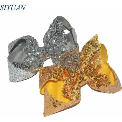 5pcs/lot Super Large 6'' Embroidery Messy Sequin Bow with Alloy Hairpin Girl Lovely Hairbow Clip Baptism Headwear FC133