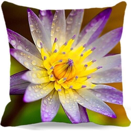 9 style Square 16" 18" 19" 2d Printed cotton polyester 2017 fashion Flower Lotus Pillow Cover for home car sofa Seat Decorative