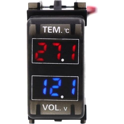 Car Digital Voltmeter Temperature Gauge 2 in 1 Voltage Temp LED Display Meter Position Installation for Nissan