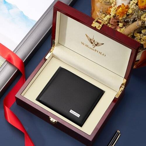 WILLIAMPOLO Wallet mens short soft cowhide genuine leather wallet 2021 new trendy brand fashion mens wallet