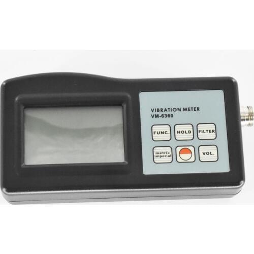Digital Vibration Meter Tester 10Hz-10kHz Measures Acceleration Velocity Displacement RPM Frequency VM-6360 Gauge Analyzer