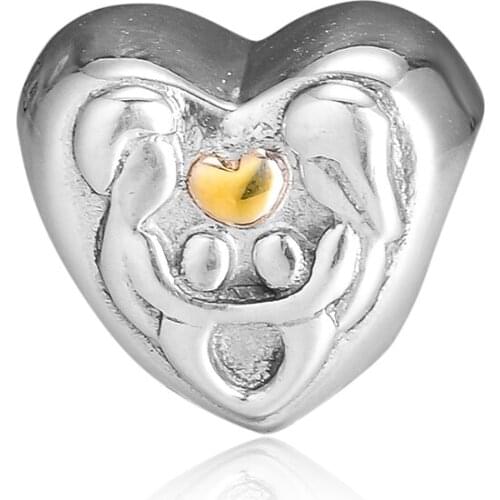 CKK Fit Pandora Bracelets Heart of the Family Charms 925 Original Sterling Silver Charm Beads for Jewelry Making Bead