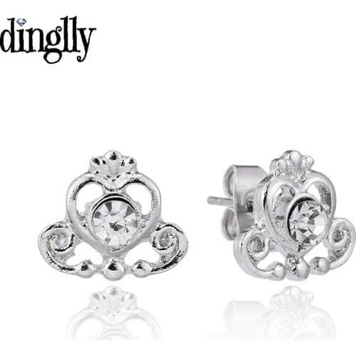 Dinglly Silver Color Heart Pumpkin Car Earrings For Women Girl Friends Couple Birthday Gift Stud Earrings Jewelry Anti Allergy