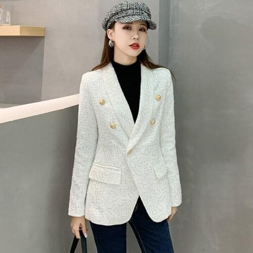 Huan-Qing Women's Tweed Blazers