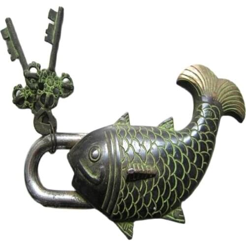 Chinas old copper door lock goldfish shape auspicious fish every year