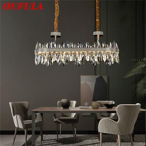 OUFULA Chandelier Oval Pendant Lamp Postmodern Creative Crystal Light Fixture for Home Living Dining Room