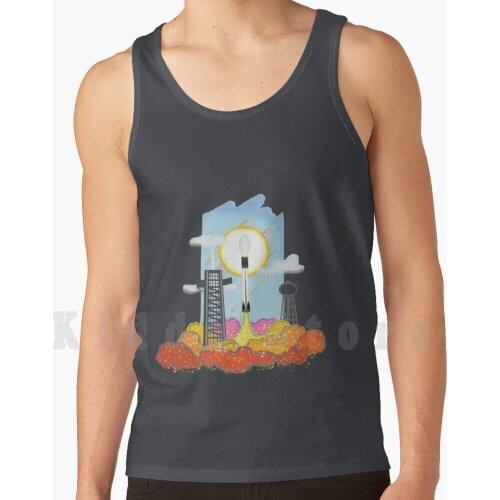 Rocket Launch tank tops vest 100% Cotton Rocket Launch Space Spacex Moon Elon Musk Astronaut Cosmonaut Tesla Falcon