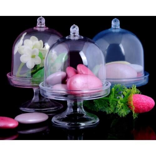 Mini Cake Stand Cupcake Box Wedding Favor Party Plastic Candy Box Transparent Baby Shower Birthday Decoration #314