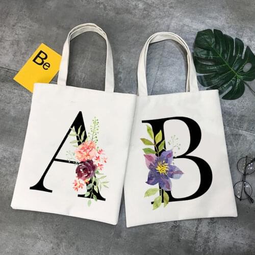 Fashion Alphabet Flower Printed Female Shopping Canvas Totes Casual Large Capacity Women Shoulder Bags Harajuku Travel Handbags