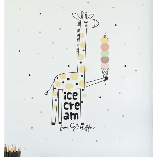 Cartoon Ice Cream Giraffe Wall Sticker Kids Baby Room Bedroom Wallpaper Living Room Decoration Home Mural Removable Stickers