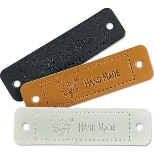 48Pcs/Lot Life Tree Natural Style Hand Made Leather Labels For Handwork Gifts Leather Tags Handmade For Toy Shoes Zakka Label
