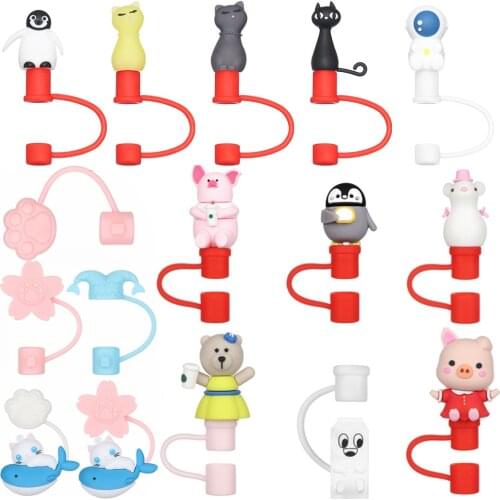 New Creative Silicone Straw Plug Cartoon Airtight Splash Proof Cover Reusable Drinking Dust Cap Glass Cup For Home Accessories