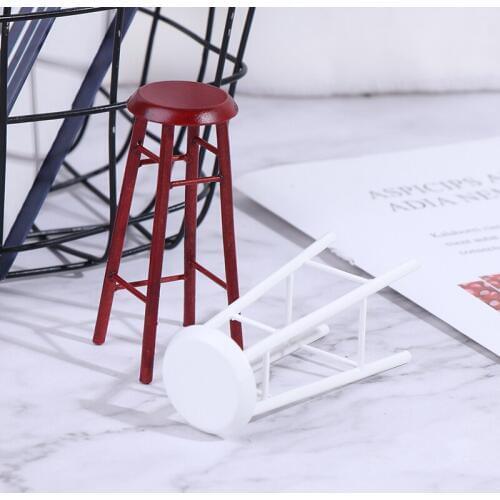 New 1pcs Simulation High Footed Stool Chair Furniture Model Toys for Doll House Decoration 1/12 Dollhouse Miniature Accessories