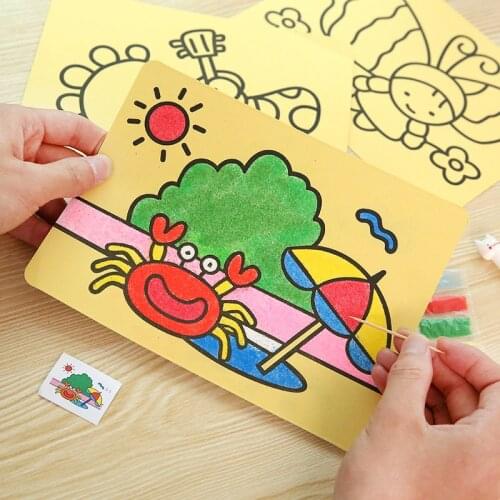 New Cartoon Kids DIY Handmade Color Sand Painting Set Creative Handmade Material Color Painting Pupil Prize Childrens Day Gift