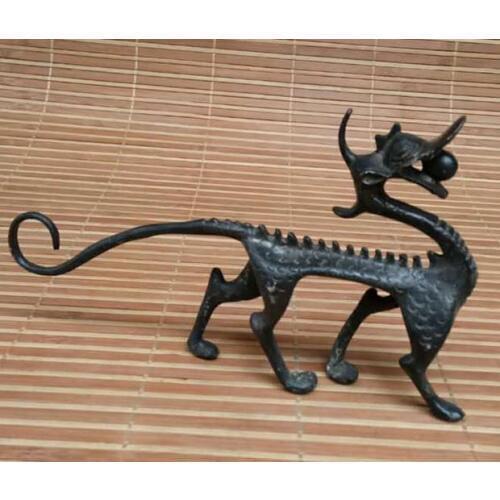 Very rare Ming Dynasty (1638-1681) bronze statue of Dragonr, free shipping