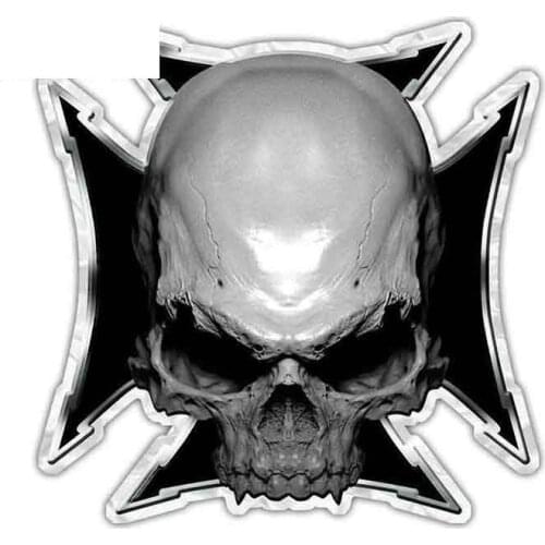 Personality Maltese Cross Black Skull Car Stickers Personality Creative Stickers Anime Decals Vinyl Material Apply To Car Window